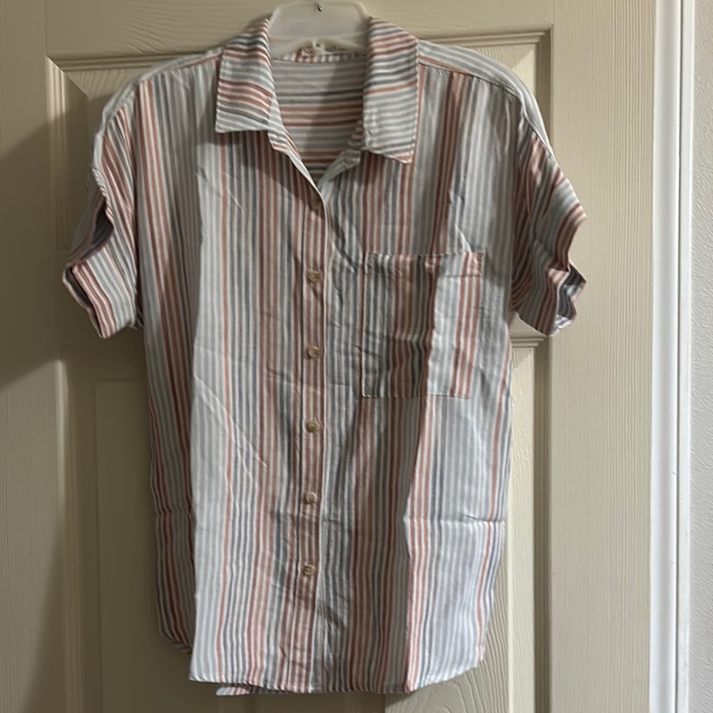 BE COOL White Striped Casual Button Down Shirt